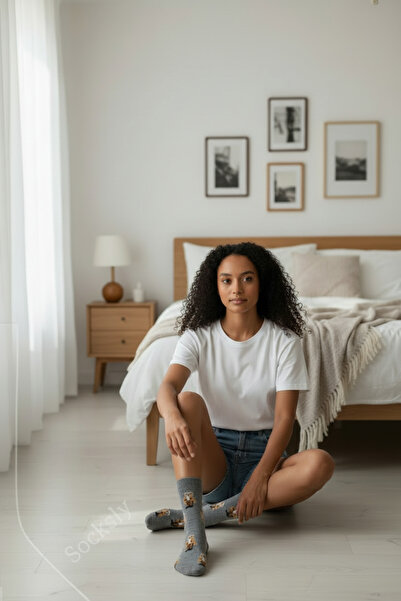 Mono Socks 4'lü Çocuk Çoklu Teddy Bear Pamuklu Çorap 9-12 Yaş