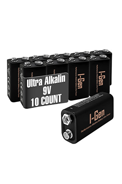 I Gen 6LR61 Ultra Alkalin 9 Volt Pil 9V Kare Pil 10'Lu Paket