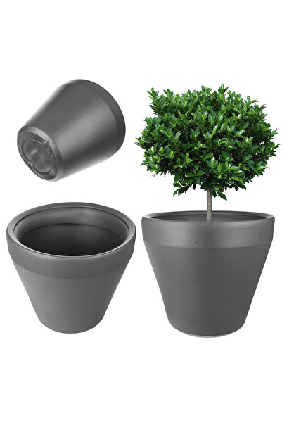 KADAX Flowerpot Large Round Flowerpot Garden Terrace Anthracite 46cm