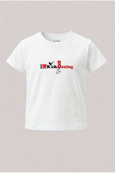 nirvoda Tricou pentru copii I Love Kick Boxing cu imprimeu Tricou pentru copii