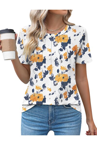 Sthxyfaith Tops for Women v Neck Ruffle Short Sleeve Ribbed Blouses Solid Ele...