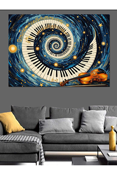 Artmeg Piyano Tuşlarından Oluşan Samanyolu Sarmalı Dekoratif Kanvas - Mdf Ahş...