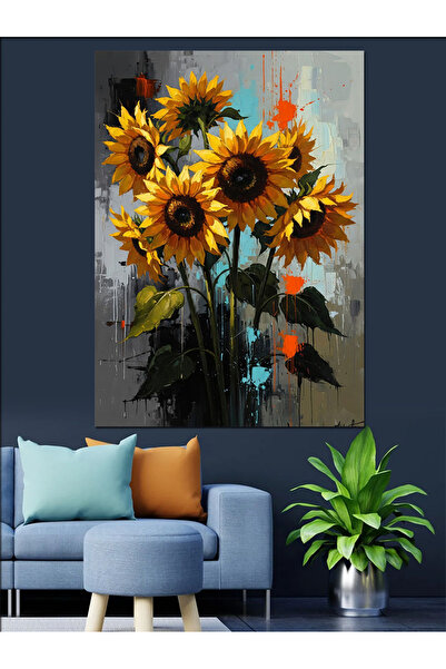 Artmeg Floarea-soarelui galbenă strălucitoare într-o vază - Pânză decorativă ...