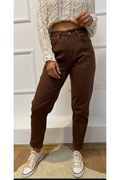 LA TUBA New Season Comfortable Stretchy Women's Brown Boyfriend Jeans