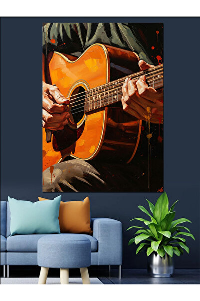 Artmeg Artist care cântă la chitară acustică, portret decorativ pe pânză - pi...