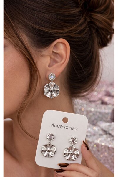 FERİHA DESING Floral Print Earrings – Yellow & Silver Color – Stylish and Ele...