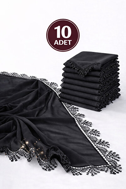 Paciqa Kadın Şifon Dantelli İğne Oyalı Örtü 70x150 Mevlüt Hediyelik Başörtü A...