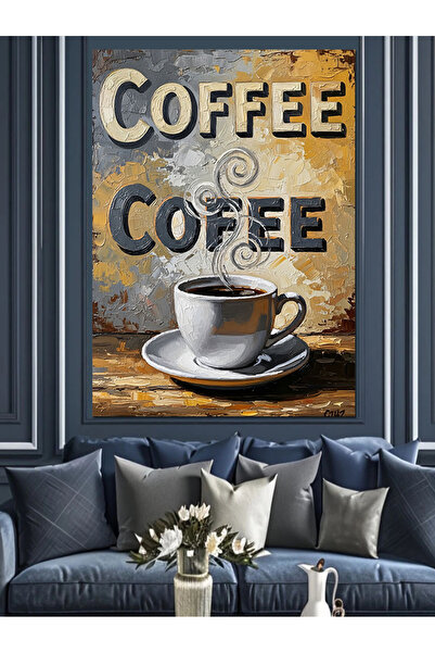 Artmeg Classic Coffee and Beans Poster Decorative Canvas - Mdf Wood Table