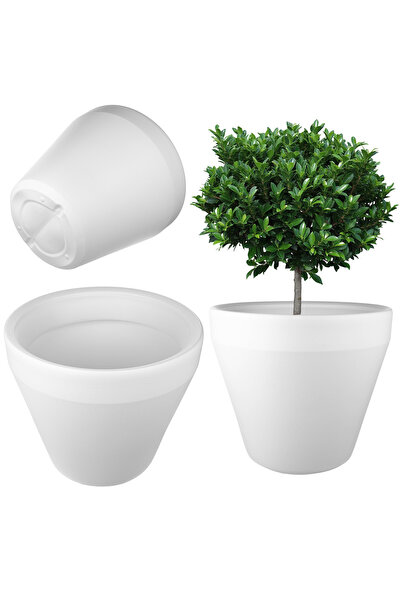 KADAX Flowerpot Large Flowerpot Round Garden Flower Stand White 46cm