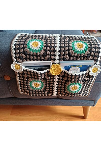 SEYDA BEDİR Koltuk Kenarı Kumandalık Organizer Papatya Motifli Bohem Tarz ( e...