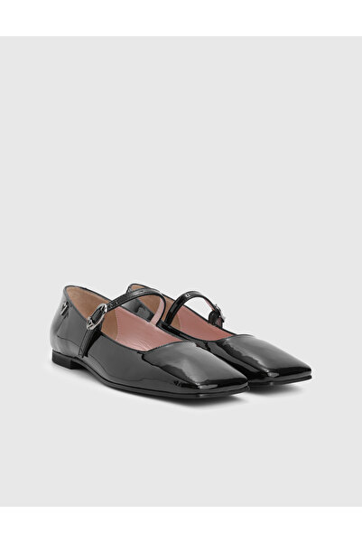İLVİ Kivra Genuine Patent Leather Leather Black Women's Ballet Flats