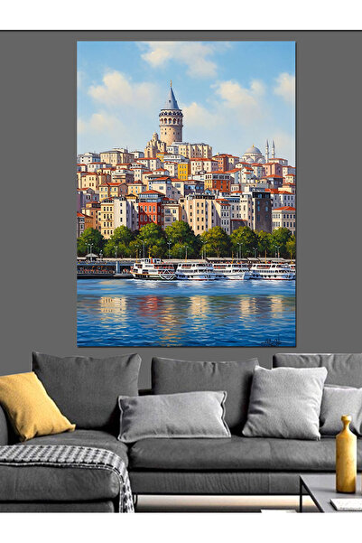 Artmeg Galata Kulesi Ve İstanbul Panoraması Dekoratif Kanvas - Mdf Ahşap Tablo