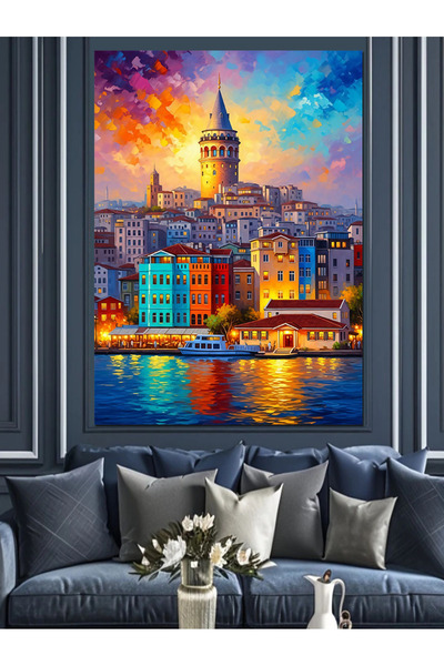 Artmeg Galata Kulesi Ve İstanbul Manzarası Dekoratif Kanvas - Mdf Ahşap Tablo