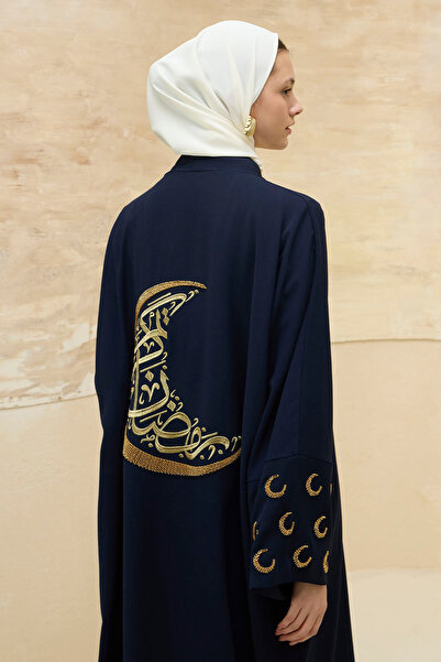 ViadelAtelier Ramazan Kerim Yazılı Gold Hilal İşlemeli Geniş Kol Uzun Laciver...