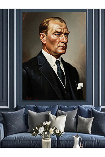 Artmeg Pictură portret Mustafa Kemal Atatürk Pânză decorativă - Tablou din le...