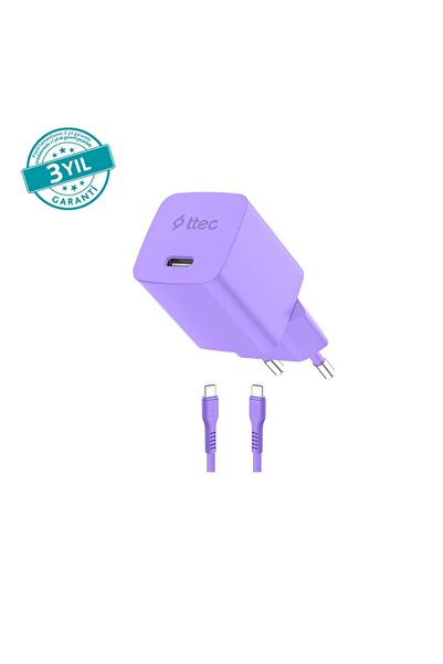 Ttec SmartCharger GAN 45W PD Seyahat Hızlı Şarj Aleti + USB-C - USB-C 3A Kabl...