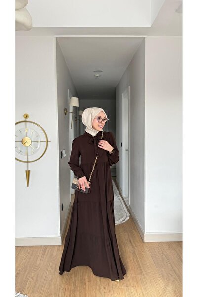 MİREL BUTİK Women's Princess Dress Bow Detail Medina Silk