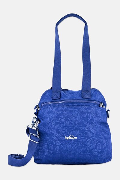 Kipling Women Floral Print Hand Bag, Ash Blue