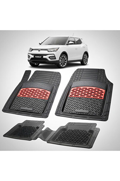 TEAMCAR Πατάκια δαπέδου συμβατά με SsangYong Tivoli 2015-2023 | Κόκκινα