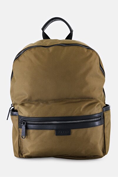 Pajar Men Textured Brand Logo Backpack, Khaki