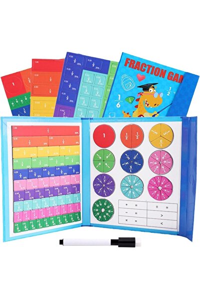 Arabest أحجية تعليمية مغناطيسية للكسور - أدوات مونتيسوري الرياضية للأطفال مع قلم