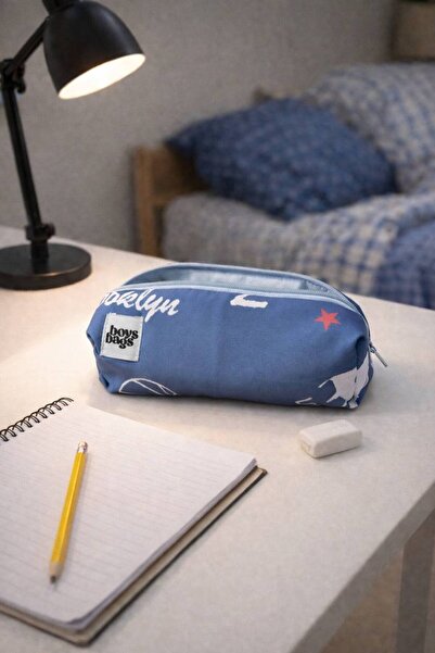 boysbags Blue City Themed Boys' Pencil Holder Single Compartment Washable Zip...