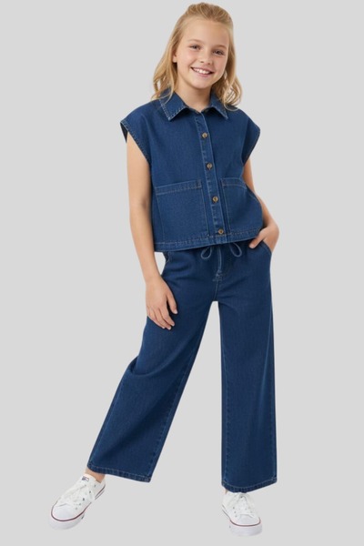 ww waka waka kids store Σετ παντελονιών για κορίτσια Τζιν Γιλέκο ετών με φαρδ...