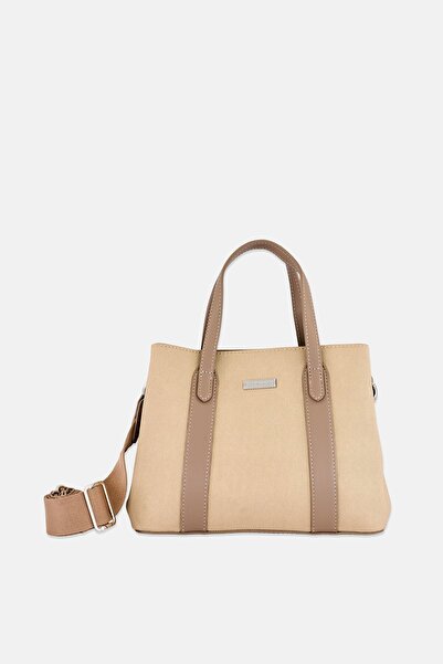 Kathy Ireland Women Brand Logo Handbag, Beige