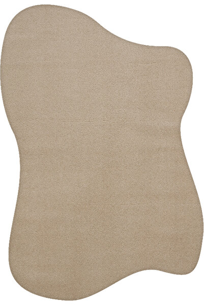 Cool Halı Puffy Koyu Bej Rengi Kalın Yumuşak Amorf Bohem Sade Trendy Soyut Ta...