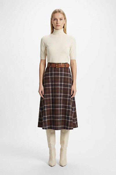 Rays 1344 Patterned Belt piece skirt burgundy