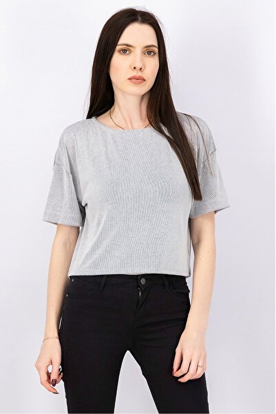 Undiz بلوزة نسائية مخططة بأكمام قصيرة ورقبة دائرية، أبيض وأسود