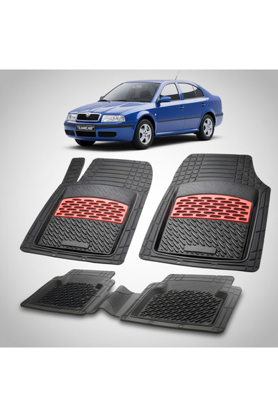 TEAMCAR Πατάκια δαπέδου Skoda Octavia I Συμβατά Sedan 1996-2010 | Κόκκινα