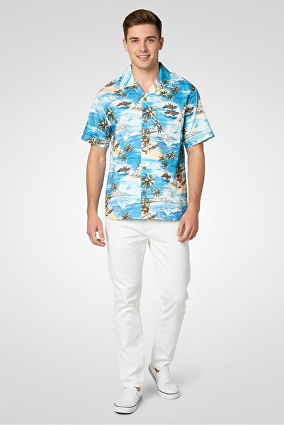 Replay Men Regular Fit Allover Print Short Sleeve Casual Shirt, Multicolor