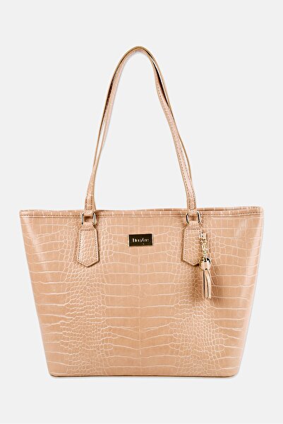 DeeZee Women Brand Logo Tote Bag, Beige