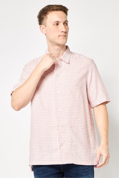 G-STAR RAW Men Regular Fit Allover Print Short Sleeves Shirt, Multicolor