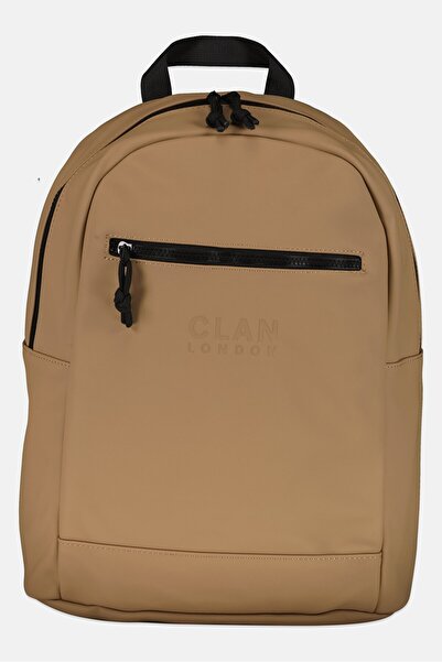 CLAN LONDON Men Brand Logo Backpack, Tan