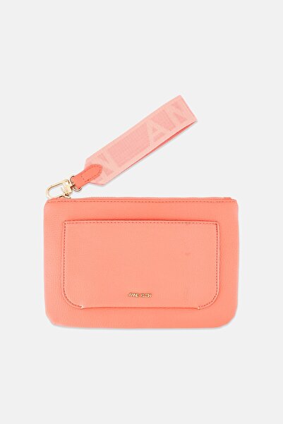 Anne Klein Women Brand Logo Leather Purse, Peach