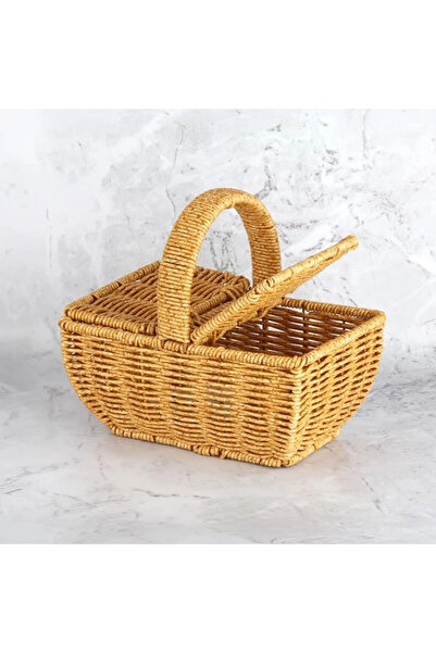 MİEN Dikdörtgen Kulplu Örgü Sepet