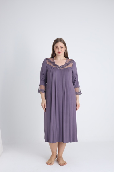 Cotpark Cămașă de noapte cu mânecă lungă din țesătură pieptănată din viscoză ...