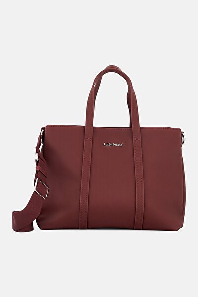 Kathy Ireland Women Solid Handbag, Maroon