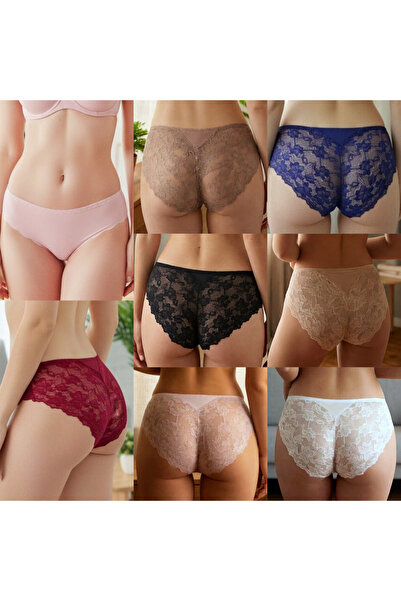 OEM Set 5 buc. chiloți clasici lycra cu inserții dantelă, moi și respirabili,...