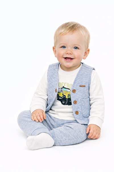 Baby Fou Baby Boy Vest Set 3-Piece Set Pocketed