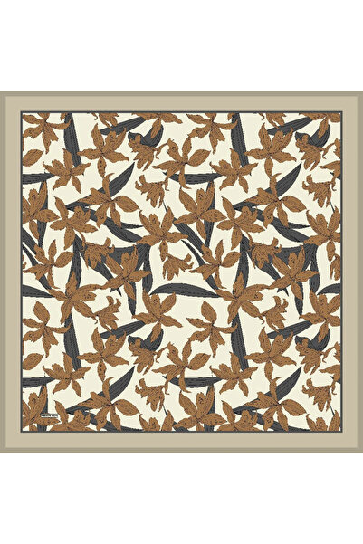 ARMANDA Premium Serisi - Vanilla Flower Desen %100 Desenli Twill İpek Eşarp S...