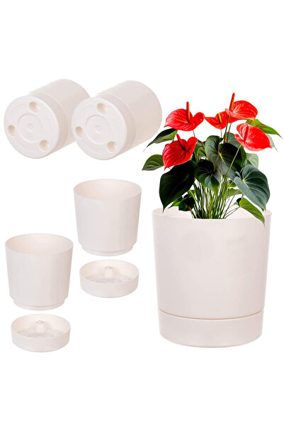 KADAX Capac pentru ghiveci cu farfurie rotundă, 20 cm, set de 2, crem