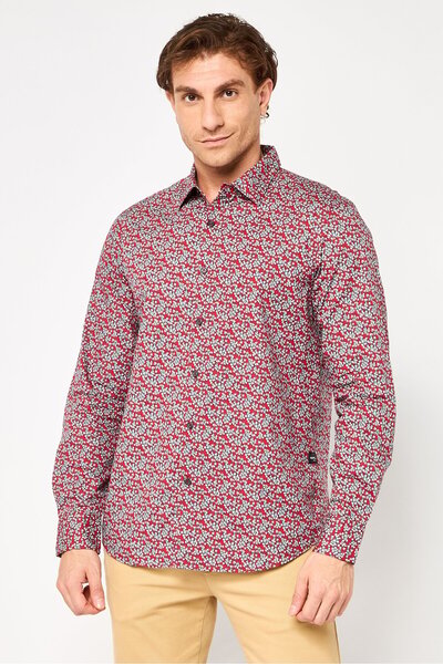 Replay Men Regular Fit Long Sleeve Allover Print Casual Shirt, Multicolor