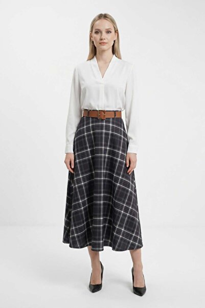 Rays 1344 Patterned Belt Piece Skirt Smoked