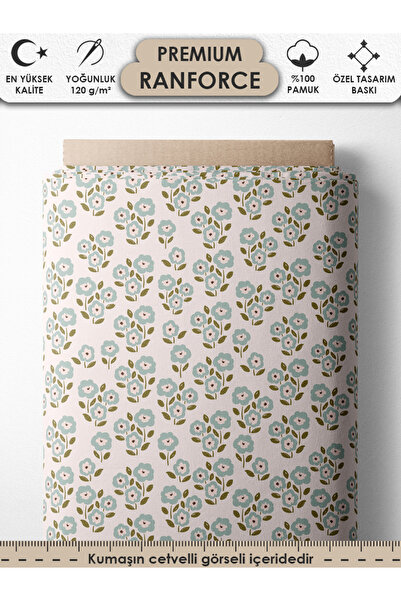 FabricsTown %100 Pamuk Ranforce Kumaş 100x240 cm 120 g/m² Dijital Baskı Premi...