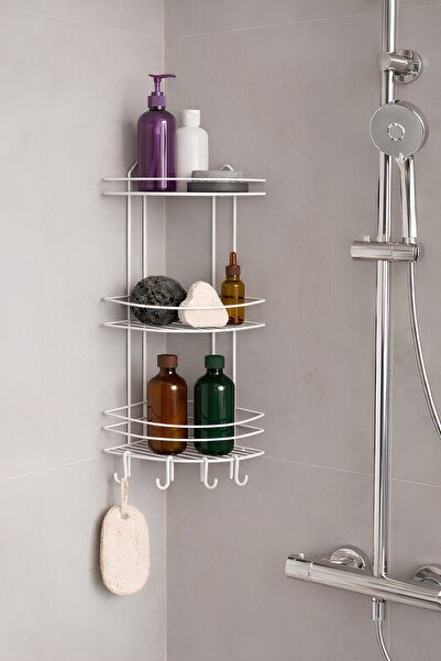 Sas Haus Raft de colț pentru baie, organizator de duș cu agățătoare și suport...