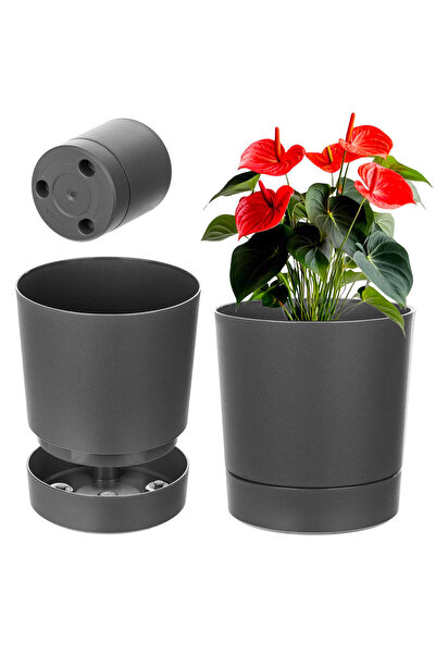 KADAX Ghiveci de flori Ghiveci de flori cu suport din plastic rotund 20 cm, a...