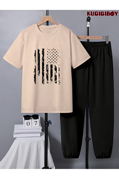 Rayan & Hoor Style Men's Printed tracksuit bottoms and t-shirt bottom top tra...